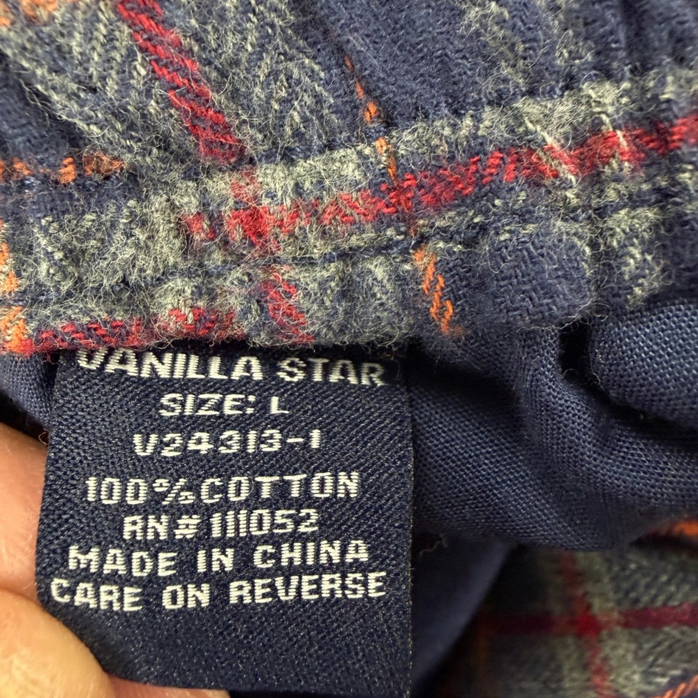 Vanilla Star Dorm Pant Blue Plaid Cargo Lounge Pants Large NWT MSRP $39 - Picture 11 of 12